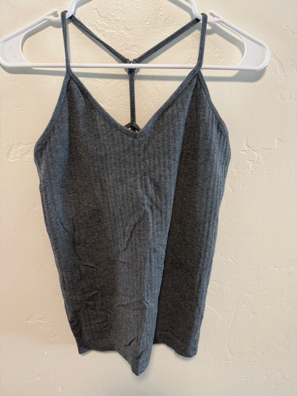 Sweaty Betty Charcoal Ribbed V-Neck T-Back Cami
